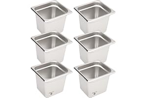 BIEAMA 6 Pack Hotel Pans, 1/6 Size 6" Deep, NSF, Commercial Stainless Steel Pan, Steam Table Pan, Catering Food Pans