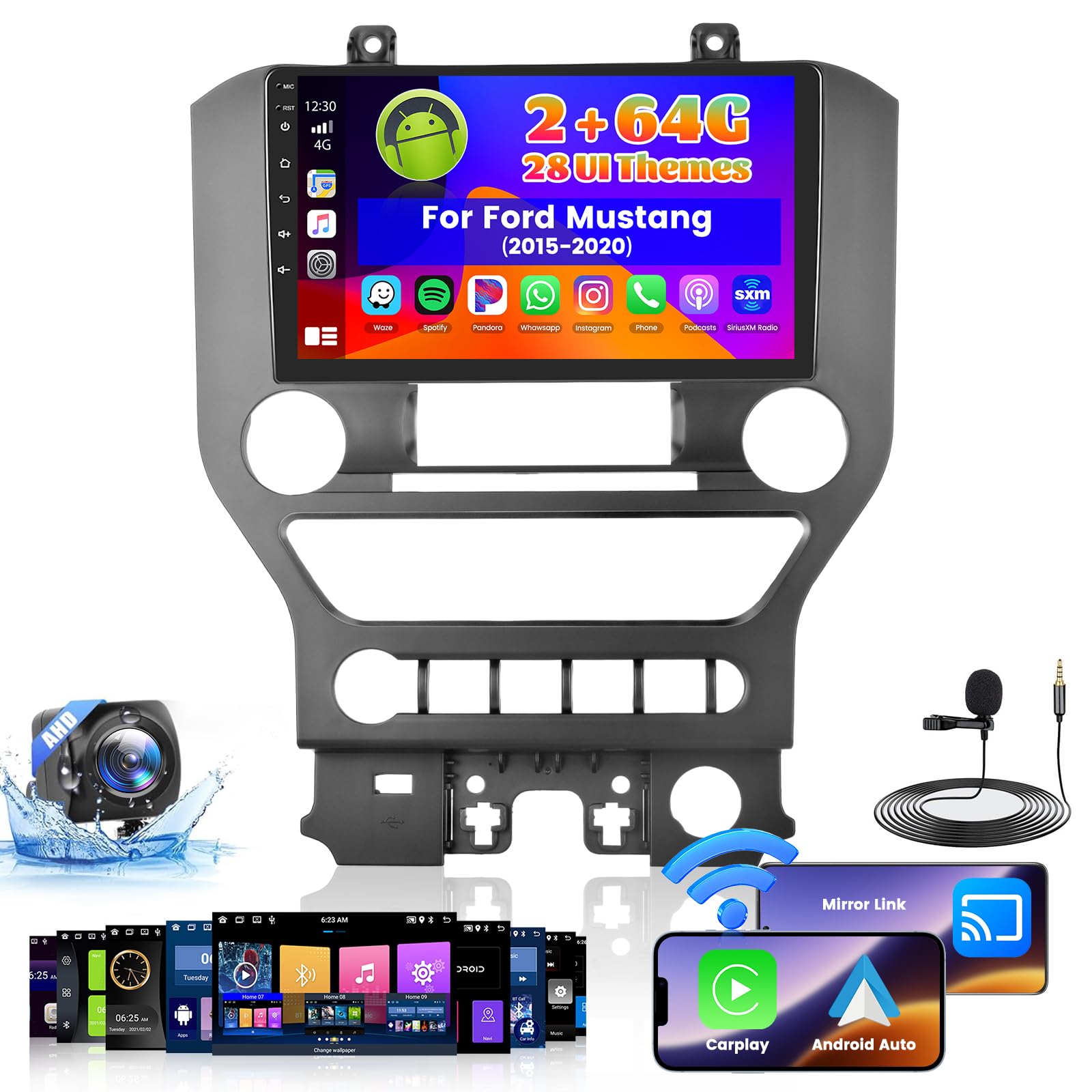 Photo 1 of (PARTIAL SET) (UNTESTED) Roinvou 2+64G Radio for Ford Mustang 2015-2020 Android Car Stereo Wireless Carplay, 9 inch Touch Screen for Mustang, Support Original Car with Large Screen