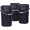 Hudson Exchange Premium 7 Gallon Bucket, HDPE, Black (Thrее Расk, Black)