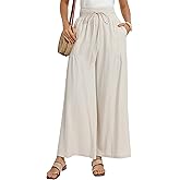 GRACE KARIN Womens Palazzo Pants Summer High Waist Boho Wide Leg Casual Flowy Pants Beach Vacation Outfits with Pockets
