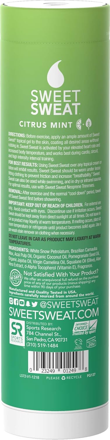 Sweet Sweat Citrus Mint 'Workout Enhancer' Gel | 6.4oz Roll-on-Stick: Sports & Outdoors