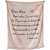 Geniospin Throw Blanket for Mom Birthday Gifts from Daughter Son, Dear Mom Blanket for Christmas, Super Soft Flannel Throw Blanket for Couch Bed Sofa, Warm and Cozy