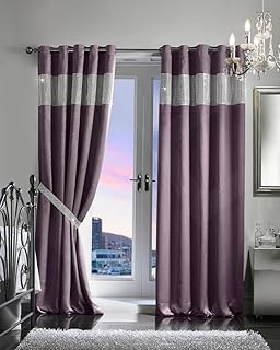 Plum Faux Silk Lined Curtains With Eyelet Ring Top 90 X 90