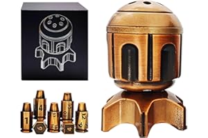FLUEFOWL Roulette Dice Spinner for DND Dice Set, 7 Metallic Polyhedral D&D Dice with Gift Case for Dungeons and Dragon Game, RPG Role Playing Table Game Gifts (Black Gold)
