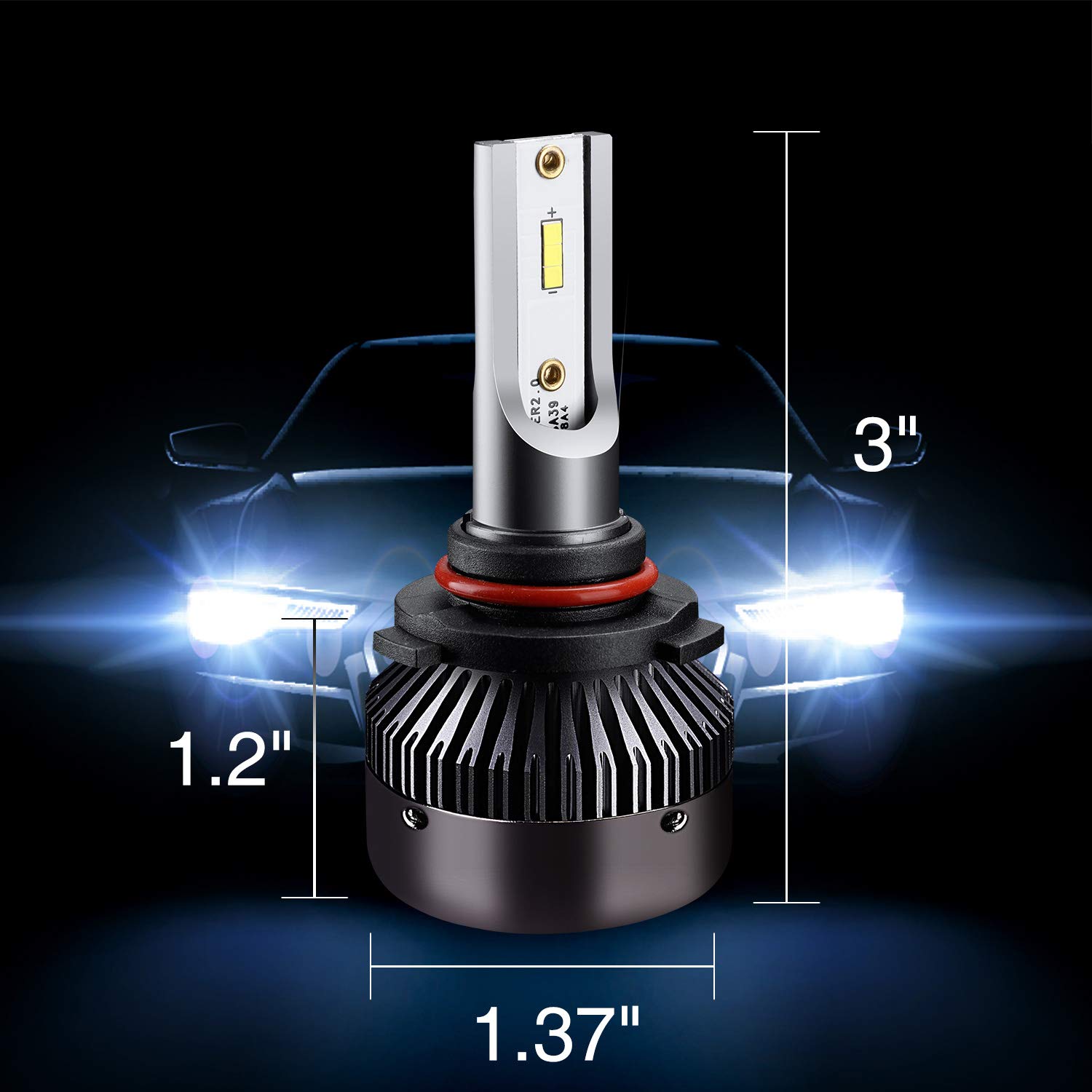 9005 LED Headlight Bulbs9005 LED Headlight Bulbs Conversion Kit LED Light Bulb with Cooling Fan,12000LM 6500K Xenon White, Low Beam/Fog Light Bulb,Pack of 2