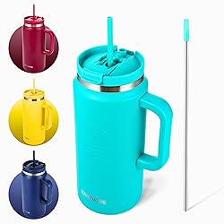 FAHRMOSIS 64 Oz Tumbler with Handle and Straw Half