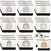 Sieral 30 Pcs Valentines Rainbow Canvas Makeup Bags Bulk Employee Appreciation Gifts Inspirational Cosmetic Bags Thank You Gifts for Emergency Nurse Teacher Coworker Office Must Haves(Cute)
