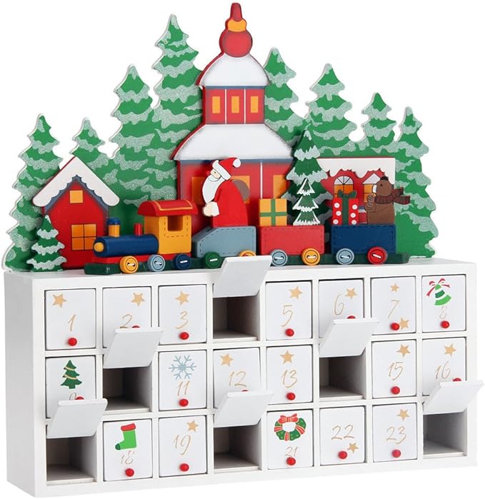 LD Weihnachten Deko Adventskalender Holz zum Befüllen