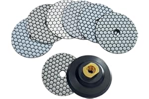 Granite Marble Stone Dry Diamond Polishing Pads ComeFloor 4 Inch 7 Pieces Grinding Pads Plus a Rubber Backer Pads Set
