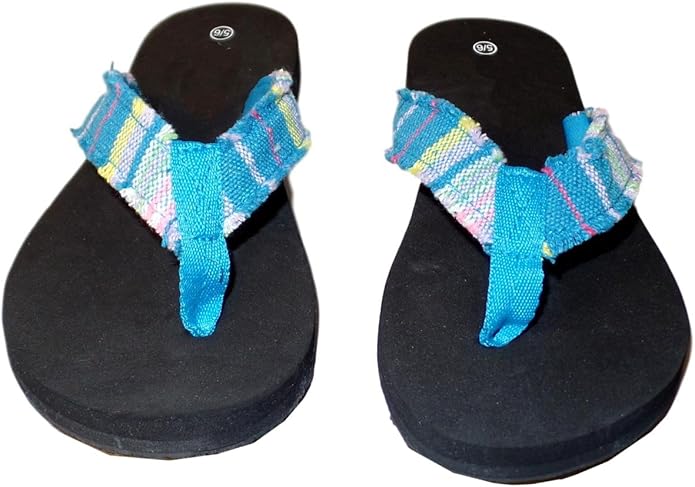 frayed canvas flip flops