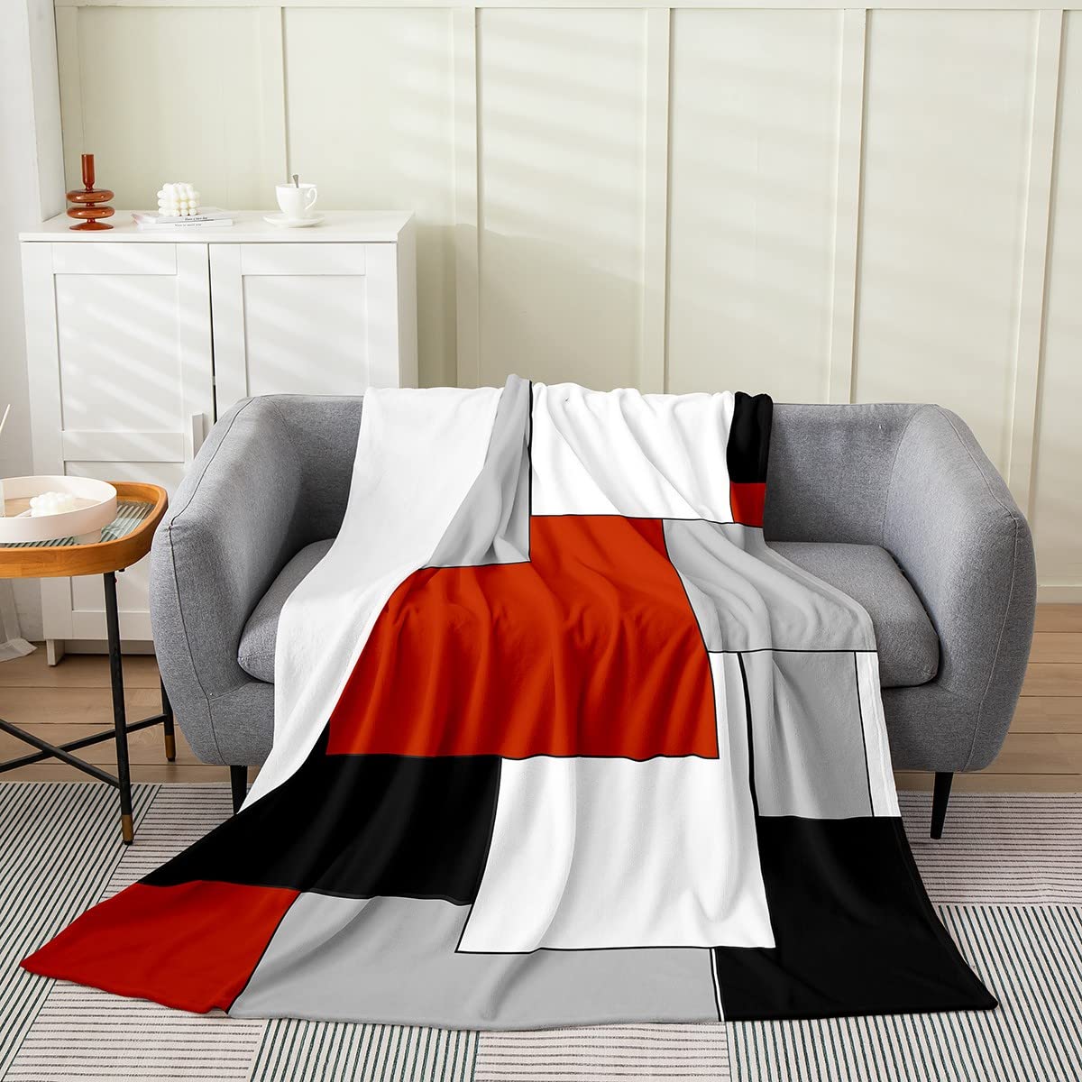 Feelyou Kids Red Geometric Plush Throw Blanket