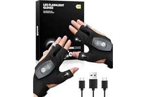 ThxToms Stocking Stuffers for Men, Rechargeable Flashlight Gloves, Christmas Birthday Gifts for Men Boyfriend Husband Him, Cool Gadget Finger Lights Waterproof for Camping Fishing Repairing