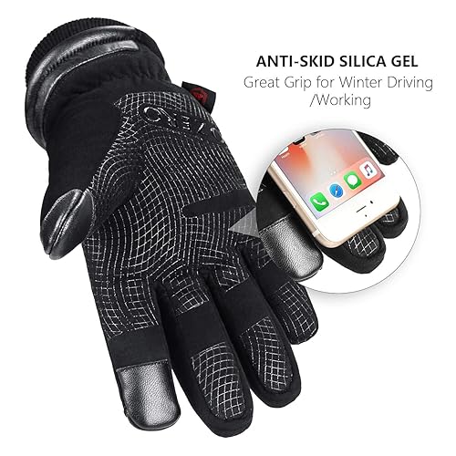OZERO Winter Thermal Gloves for Men Waterproof and Touch Screen