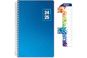 Global Datebooks Dated Middle School or High School Student Planner for Academic Year 2024-2025 includes Ruler/Bookmark and Planning Stickers (Matrix Style - 5.5"x8.5" - Halftone Blue)