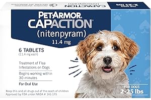 PetArmor CAPACTION (nitenpyram) Oral Flea Treatment for Dogs, Fast Acting Tablets Start Killing Fleas in 30 Minutes, Dogs 2-25 lbs, 6 Doses