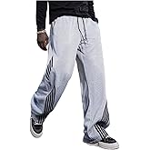 SOLY HUX Men's Striped Wide Leg Sweatpants Drawstring Elastic Waist Baggy Casual Pants with Pockets