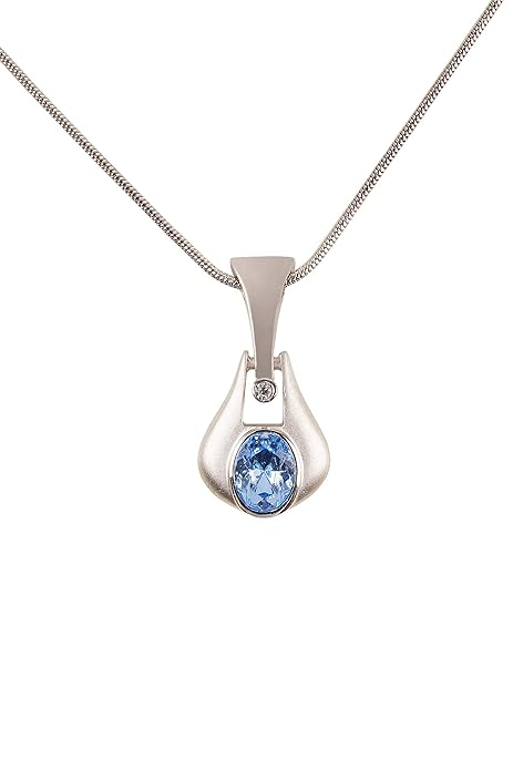 Halskette Damen Silber | Silber Kette Damen mit Saphir | Silberkette mit Anhänger in *Premiumqualität* | Modeschmuck Geschenk