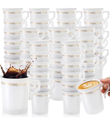 Amazon.com: 192 8 oz Plastic Coffee Cups Teacup Black Coffee Mugs Reusable  Black Coffee Cup Recyclable Disposable Coffee Cups Plastic Coffee Mugs  Cappuccino Cups Plastic Mugs Espresso Cups Tea Cups Wedding Party :