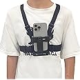 Mobile Phone Chest Mount Harness Strap Cell Phone Holder Mount for Video Recording Bike/Kayak/Fishing/Skateboard POV/VLOG for iPhone/Samsung for GoPro Hero 11 10 9 8/Insta360/DJI Action Camera, Black