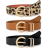 VONMELLI 3 Pack Women's Leather Belts for Jeans Dresses Ladies Waist Belt with Fashion Gold Buckle
