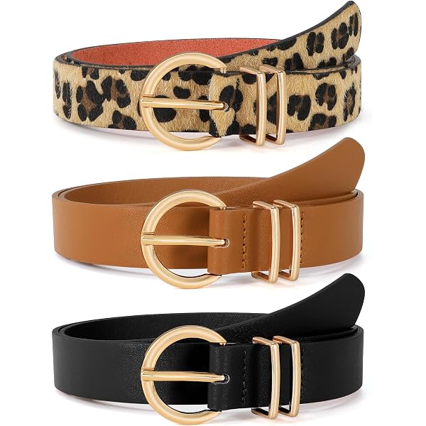6224 Cotim Coyin 2 Pack Women\'s Fashion Leather Belt With Gold Buckle, Soft COTIM COYIN 2 Pack Women main image 3