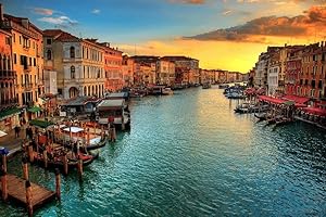 Sunset in Venice Italy Europe Photo Photograph Cool Wall Decor Art Print Poster 36x24