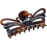 Parcelona French Tropical Butterfly Extra Large 4 1/2" Tortoise Shell Brown Celluloid Hair Claw Clips Women Hair Accessories, Made in France