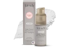 Kitsch Volumizing Rice Protein Dry Shampoo Powder - Dry Shampoo for Women & Men, Dark Hair, No White Cast, Absorbs Oil, Non-Greasy, Fragrance Free, Travel Size | Ideal Gifts for Women- Dark Tinted 1oz