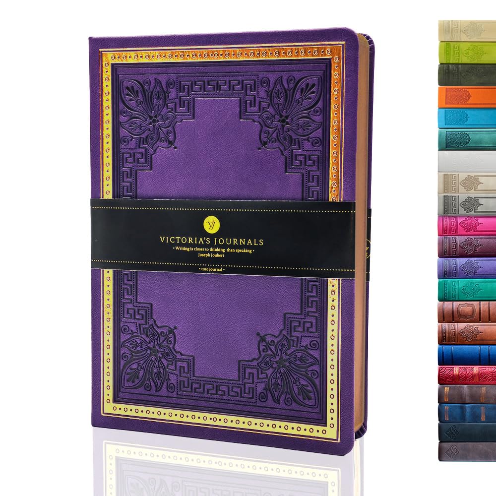 VICTORIA'S JOURNALS Leatherette Vintage Journal Hard Cover Lined Notebook Old Looking Travel Diary, 5.7'' x 8.1''