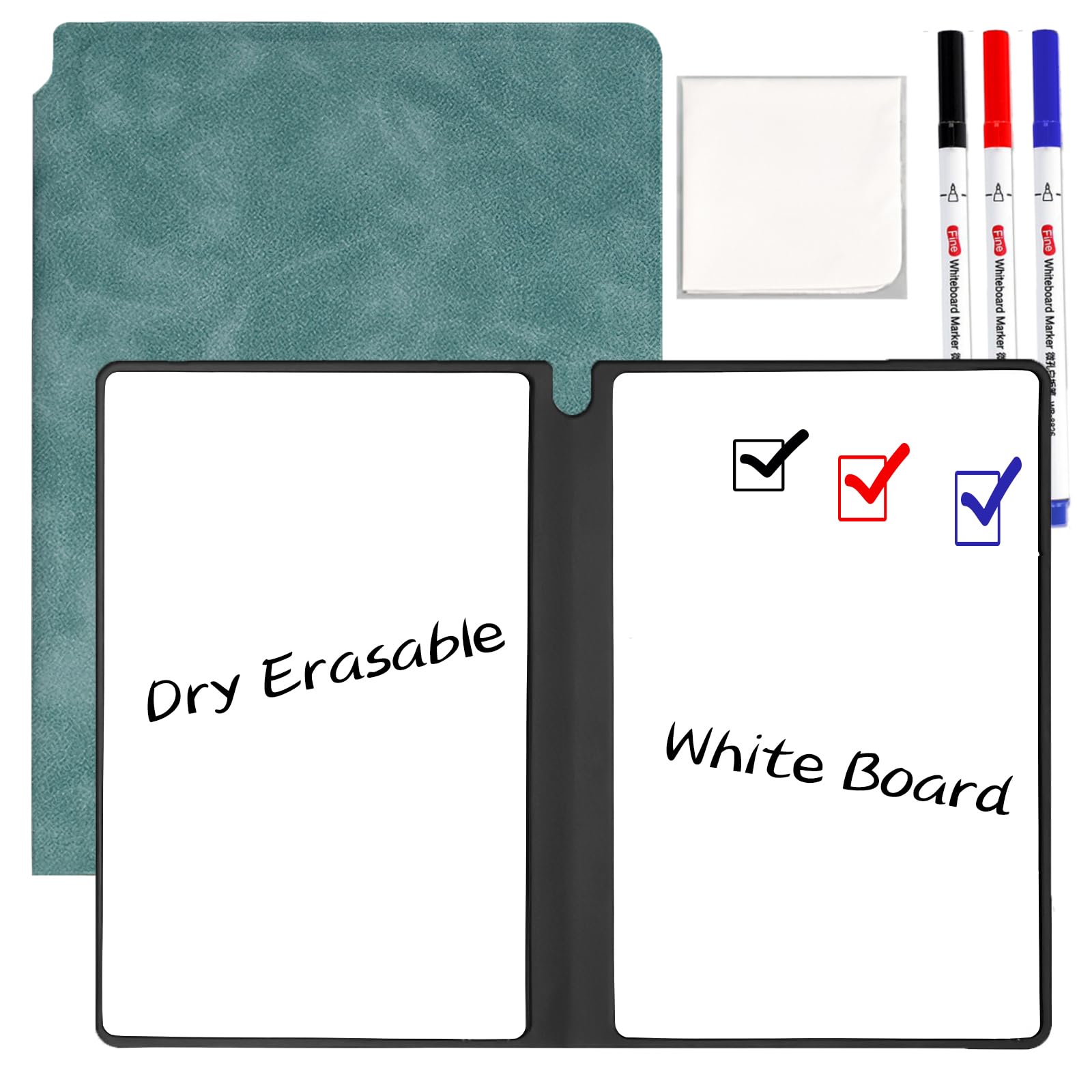 Marte Vanci Small Whiteboard Notebook, A5 Mini Whiteboard with Pen & Wipe, Portable Dry Erase White Board, Reusable Notepad for Office Home School Lists Study Notes Memo Drafts Reminders Blue