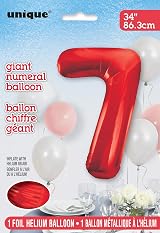 Unique Red Number 7 Shaped Large Foil Balloon 86cm view 2