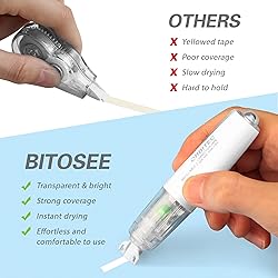 BITOSEE Refillable Retractable Quick Dry White Out