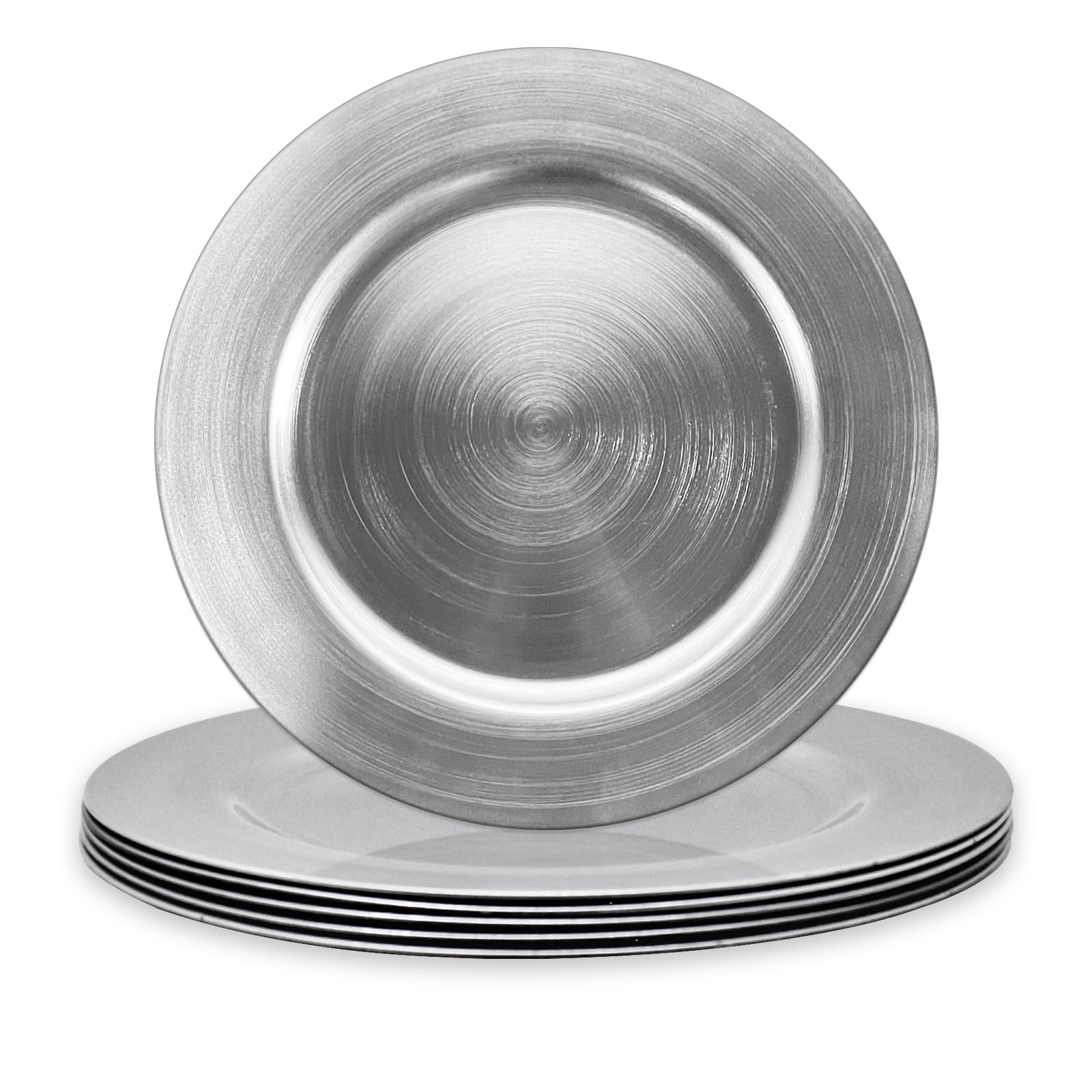 Photo 1 of Opexscal Silver Charger Plates, Set of 6 Serving Charger Plate for Dinner Table, Wedding, Events Plate Chargers - 13 Inch
