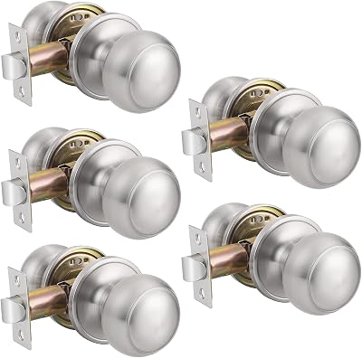 Probrico Brushed Nickel Passage Door Knobs 5 Pack Stainless Steel Interior