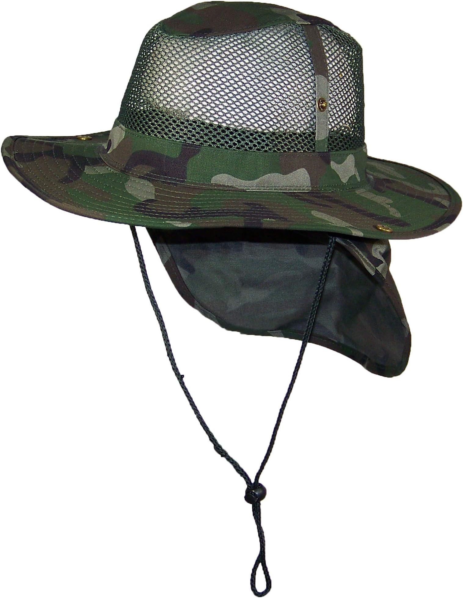 Tropic Hats Summer Wide Brim Mesh Safari/Outback W/Neck Flap & Snap Up Sides