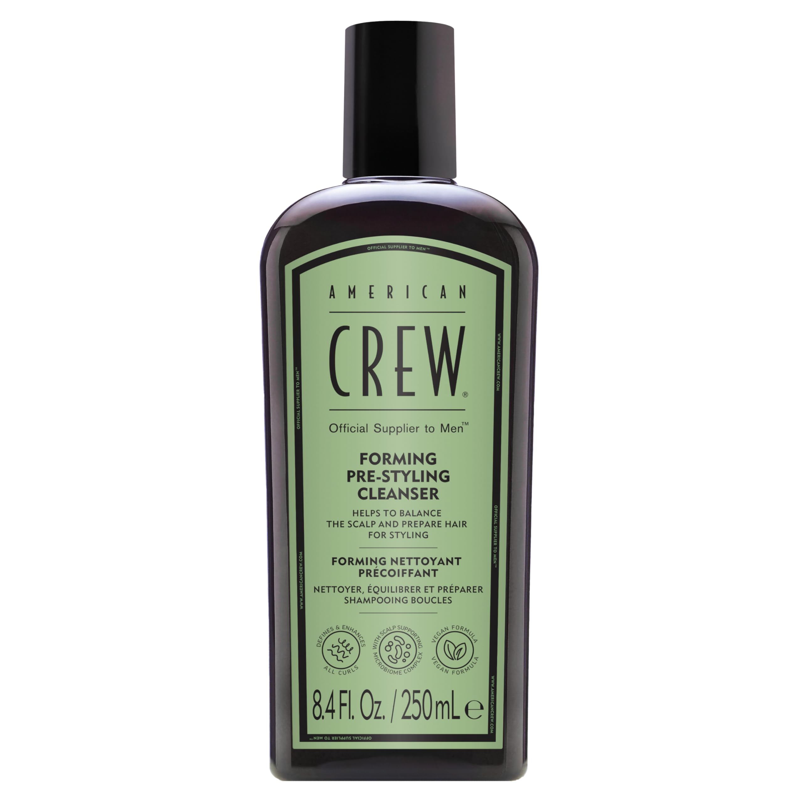 American Crew Forming Pre-Styling Shampoo | Curl Enhancer Shampoo for Men's Hair | Vegan Anti-Frizz Shampoo for Curly Hair | Pre-Styling Hair Product | 250ML​