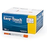 EasyTouch U-100 Insulin Syringes (31G 1.0cc 5/16") - 100ct. | Polybag, 100 Unit Capacity, Bold Markings for Accurate Dosing, 5/16" Needle, Disposable, Jeringas para Insulina
