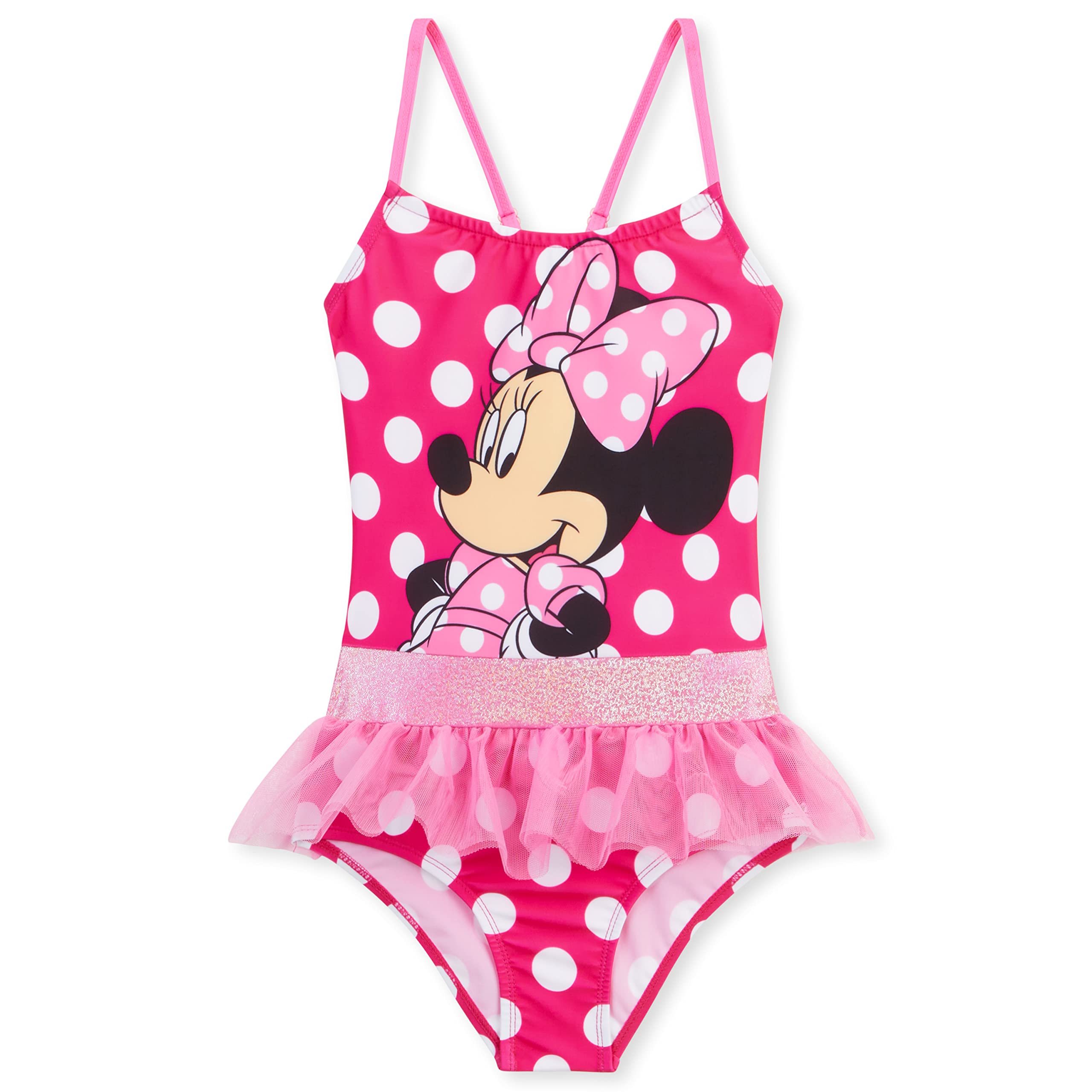 Photo 1 of Disney Girls One Piece Swimsuit Comfortable Stretchy Swimsuit - Girls Gifts (Pink Minnie, 2-3 Years)