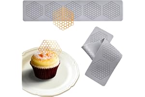Honeycomb Molds Silicone (2 PCS) Jopgeey Tuile Fondant Molds with Hollow 3D Beehive Candy Lace Silicone Mold for Baking, Poly