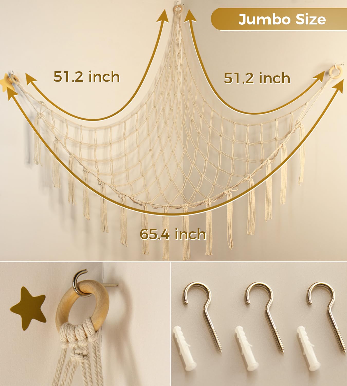 Stuffed Animal Storage Hammock Net - Toy Hammock Net for Stuffed Animals Corner - Hanging Stuff Animal Organizer Holder Large Size Baby Nursery Room Decor