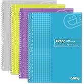 Emraw Graph Paper Notebook (4 Pack) Grid Notebook, Graph paper spiral notebook, Graph notebook, 4 Squares per inch Grid paper notebook, White Paper Quad Ruled Spiral Assorted Colors - by Enday