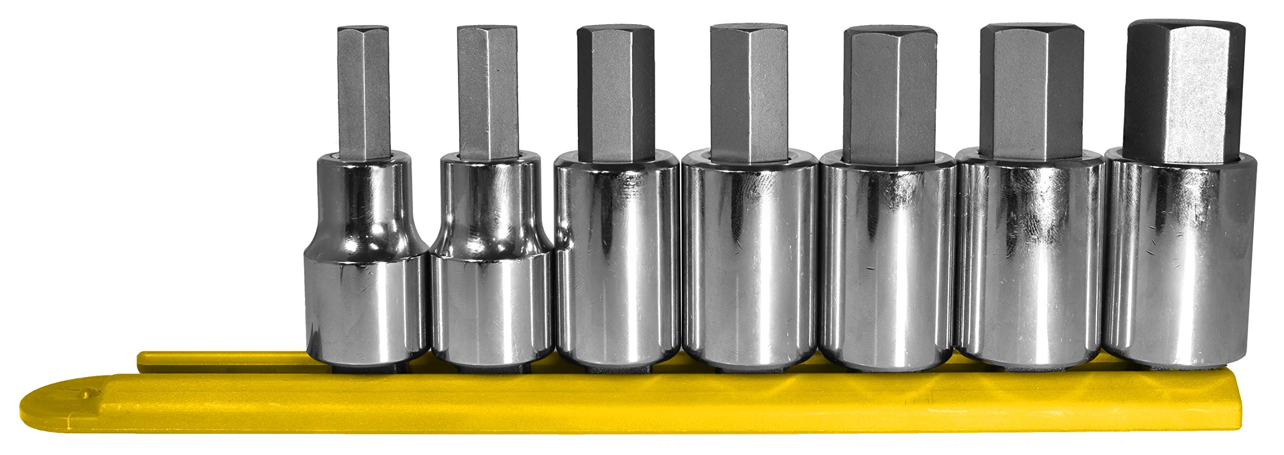 Mayhew Tools 16018 SAE Hex Socket Bit Set, Chrome Plated, 7-Piece