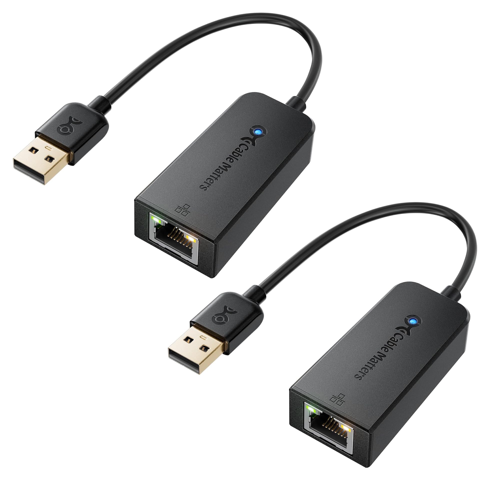 Cable Matters 2-Pack Plug & Play USB to Ethernet Adapter with PXE, MAC Address Clone Support (Ethernet to USB 2.0 Adapter, Ethernet Adapter for Laptop) Supporting 10/100 Mbps Ethernet Network in Black