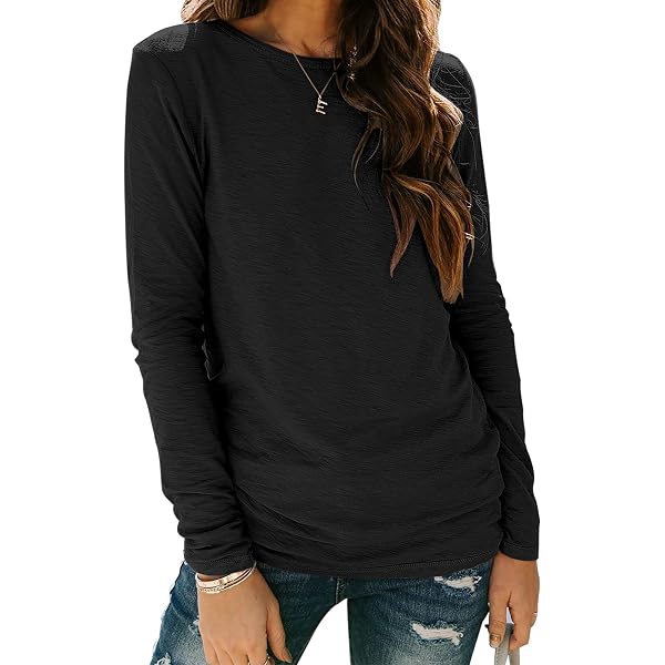 Sherosa Women's 3/4 Sleeve Tunic Top - Loose Fit Batwing Sleeve, Side Slit, Round Neck Casual Blouse