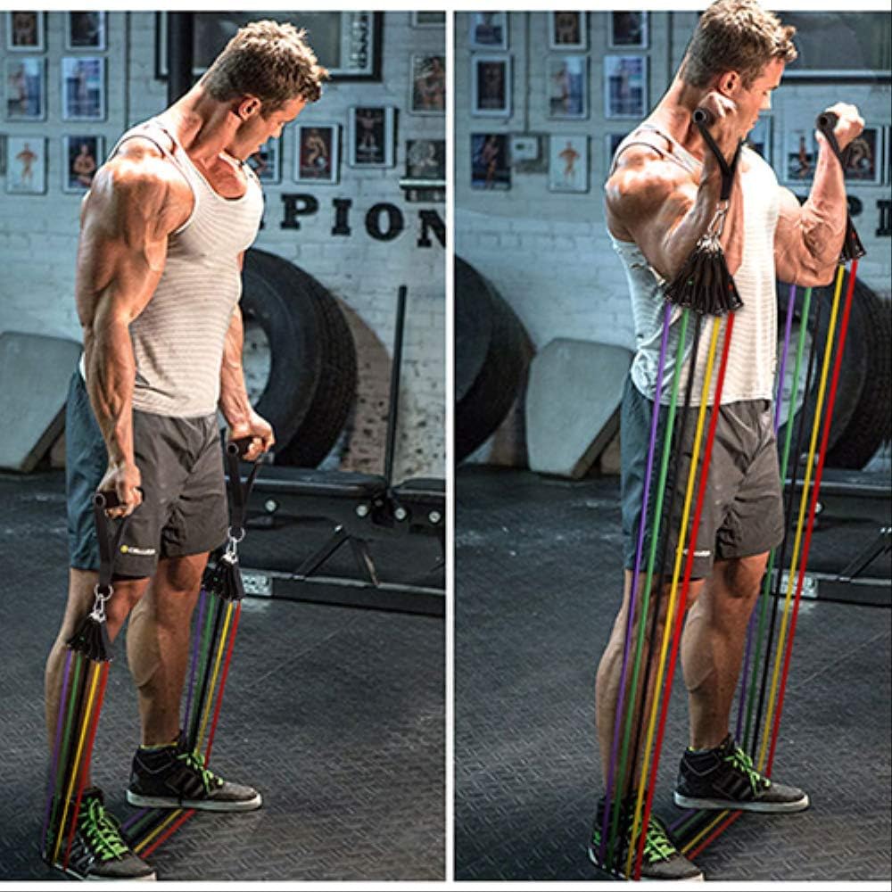 CPAZT 16pcs Resistance Bands Set Yoga Exercise Arm Blaster Arm Trainer Gym Handle Gym Equipement Fitness Exercise Fitness Bands
