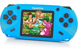 TaddToy 16 Bit Handheld Game Console for Kids Adults, 3.0'' Large Screen Preloaded 200 Classic Portable Retro Video Handheld Games with Type-C Port Rechargeable Battery for Birthday Gift for Kids Blue