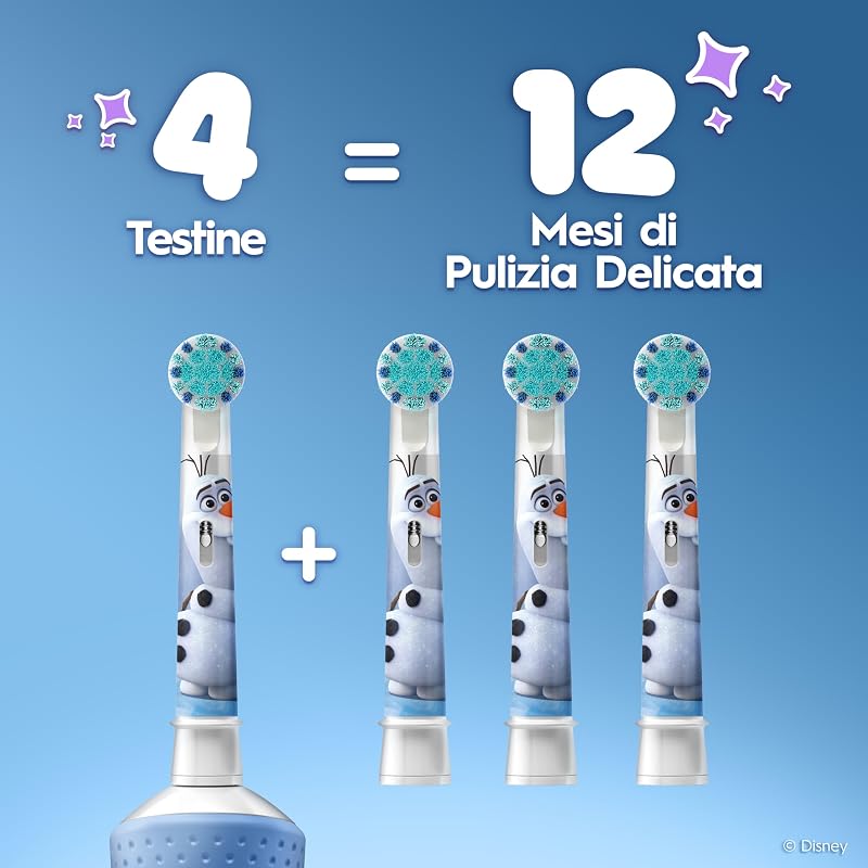 Testine di Ricambio Kids 3+, Bianche, con Disney Frozen, 4 Ricambi