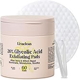 LivaClean 60 CT 20% Glycolic Acid Peel Pads with Aloe Vera – Resurfacing Toner Pads for Face, Exfoliating Wipes for Fine Lines, Wrinkles, Large Pores, Textured Skin, Includes Tweezer
