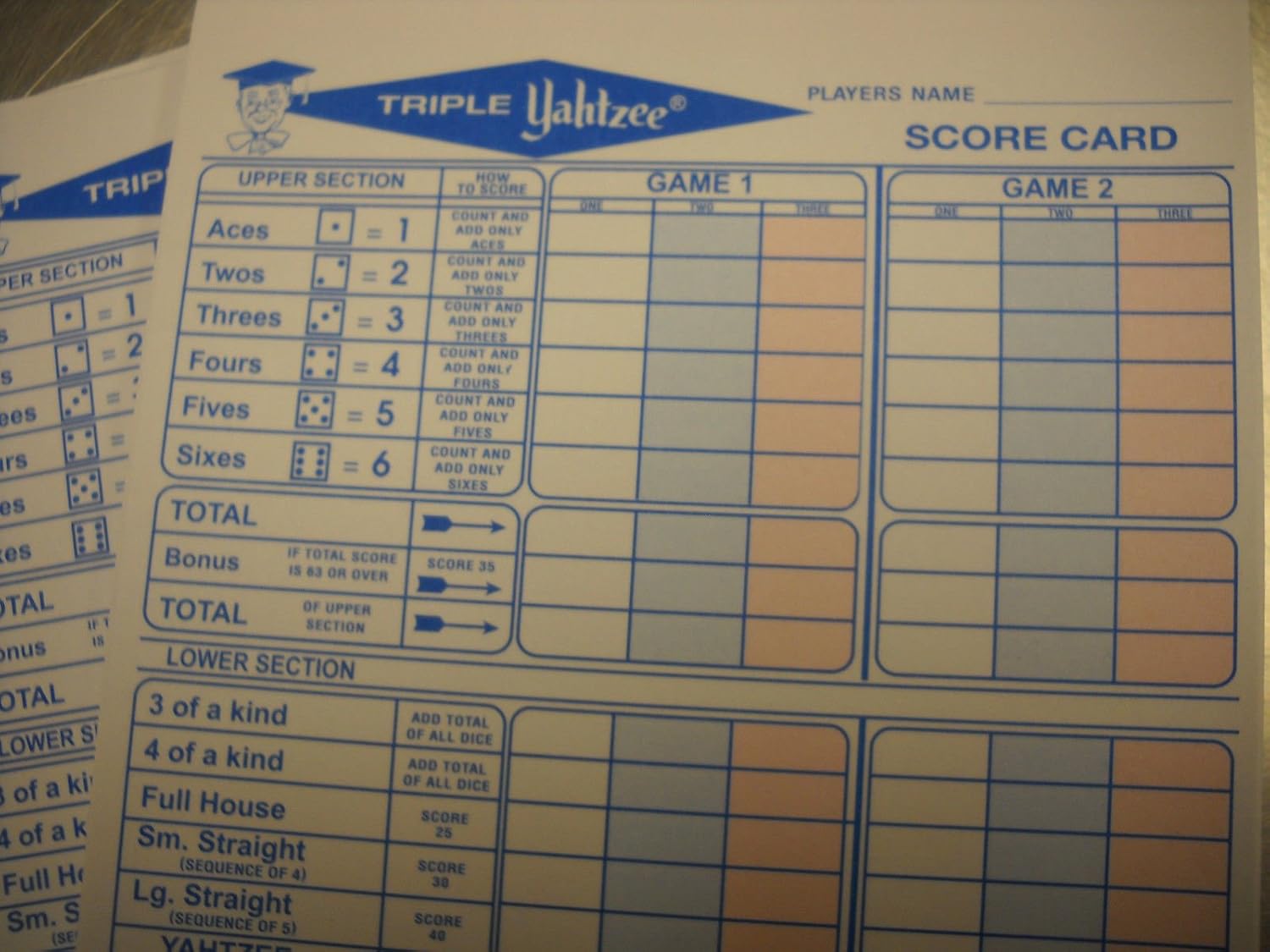 150 triple yahtzee score sheets genprint
