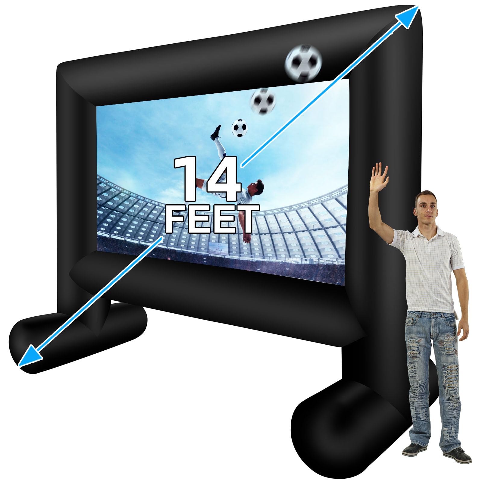 Photo 1 of QILEBA 14 FT Inflatable Projector Movie Screen for Outside, Blow up Projector Screen Front/Rear Projection for Backyard Movie Night Outdoor Party
